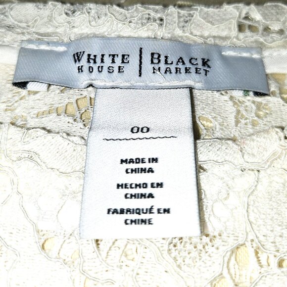 WHBM WHITE LACE TOP WITH BELL SLEEVES FEATURING EYELASH FRINGE DETAIL SIZE 00 - Picture 12 of 13